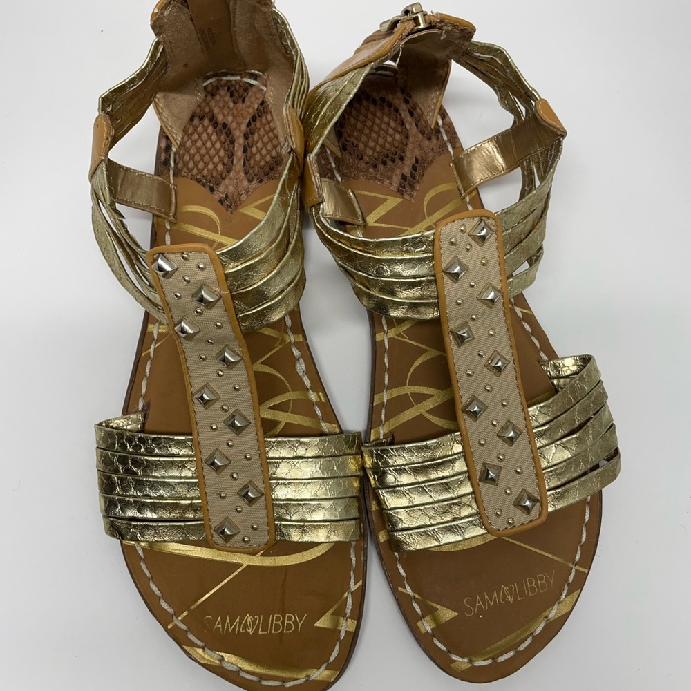 Sam & Libby Metallic Gold Studded Sandals